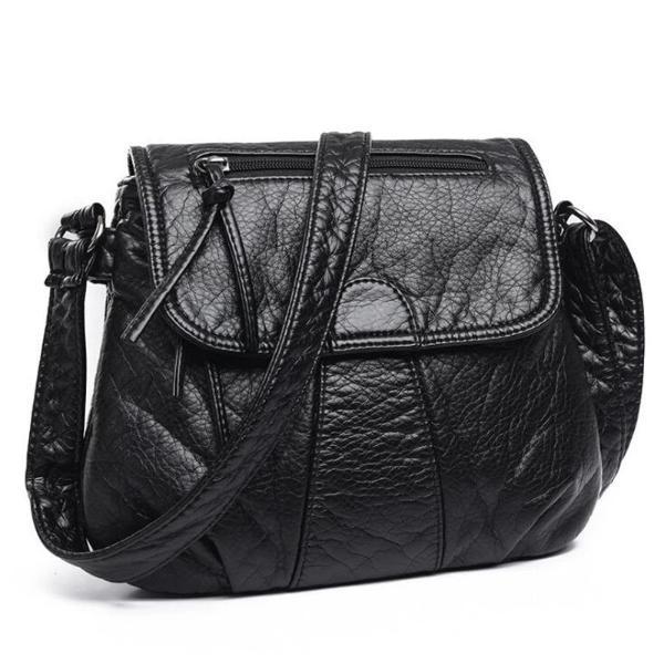 Flap black leather bag