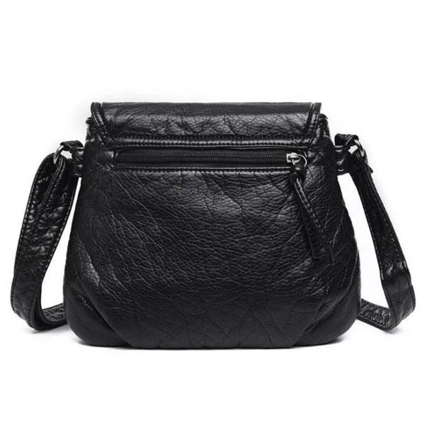 Rear zipper pocket black handbag
