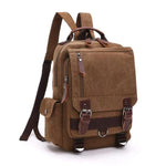 Brown canvas backpack sling bag