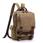 Khaki canvas backpack sling bag
