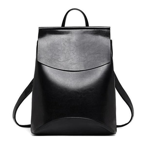 Black vegan leather backpack purse for women