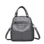 Gray vegan leather convertible backpack purse