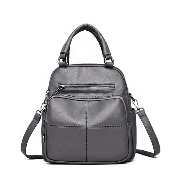 Gray vegan leather convertible backpack purse