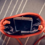 Bucket crossbody small bag interior