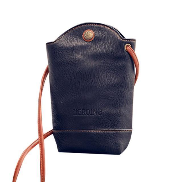 Black crossbody phone bucket bag