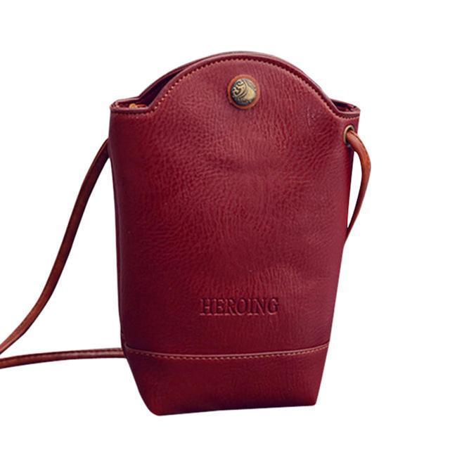 Red crossbody phone bucket bag