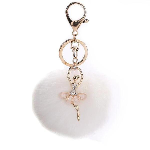 With ballerina keychain with pompom