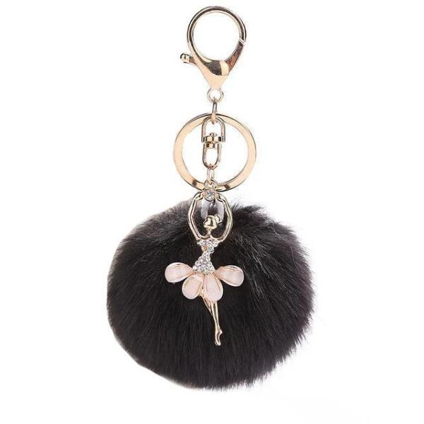 Black ballerina keychain with pompom
