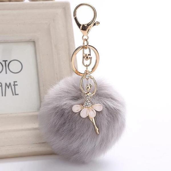 Cute pompom keychain with ballerina