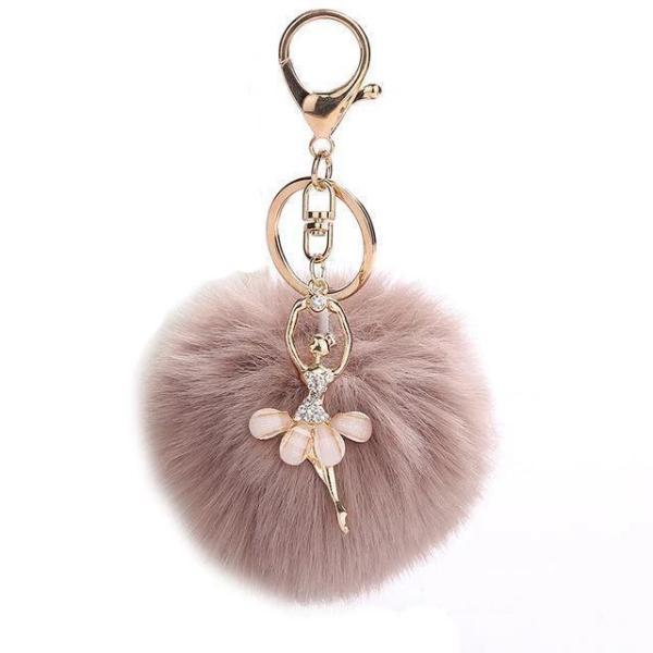 Light brown ballerina keychain with pompom