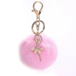 Pink ballerina keychain with pompom