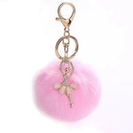 Pink ballerina keychain with pompom