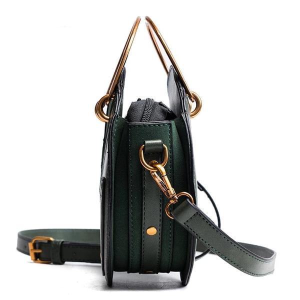 green round handbag with zipper