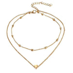 Gold hearth double choker necklace