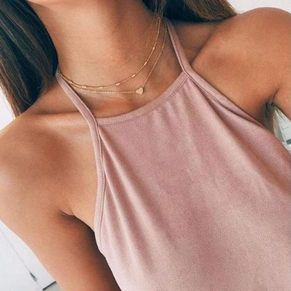 Gold Heart choker necklace