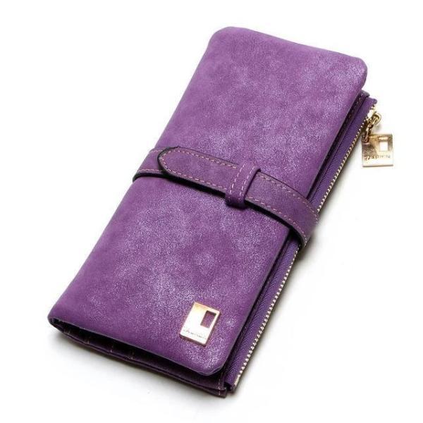 Purple suede nubuck wallet for women