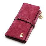 Rose red suede nubuck wallet for women