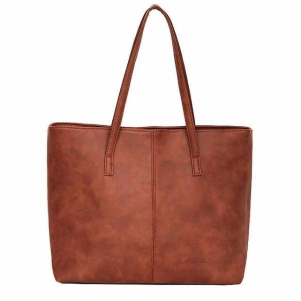 Brown cheap faux leather tote bags