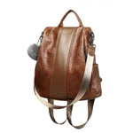 Brown vintage anti theft backpack purse for women