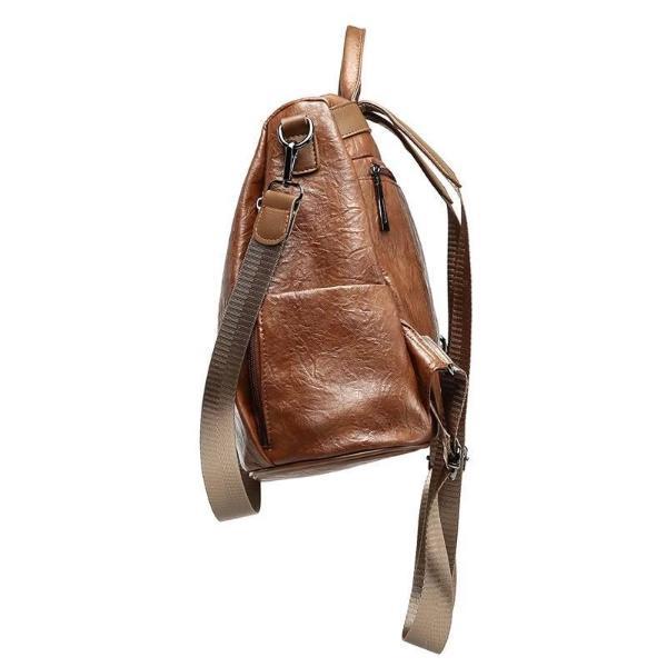 brown leather vintage backpack with side pocket