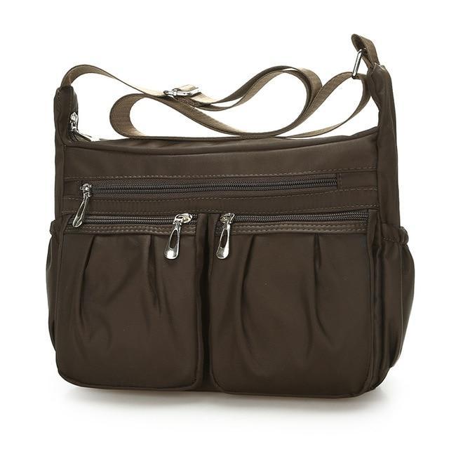 Dark brown lightweight nylon crossbody bag