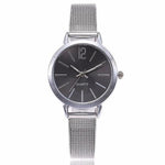 Silver black watches for women with mesh bracelet