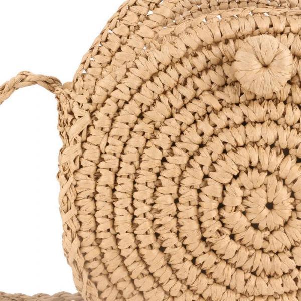 Straw bag with pompom