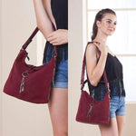 Suede hobo shoulder crossbody bag