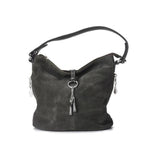 Army green suede crossbody hobo bag