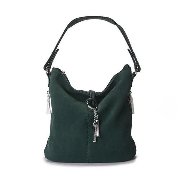Dark Green suede crossbody hobo bag