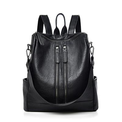 Black faux leather backpack purse