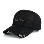 Black women's fashion baseball caps with piercing