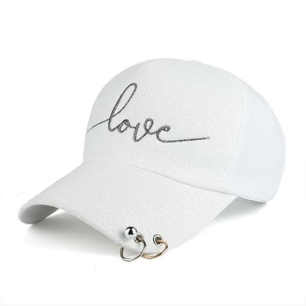 White women's fashion baseball caps with piercing