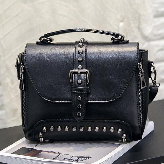Black Vintage handbag with rivets and spikes