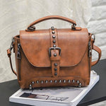 Brown Punk vintage bag with rivets and spikes