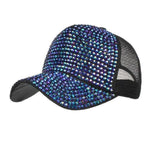 Blue womens baseball cap with Rhinestone