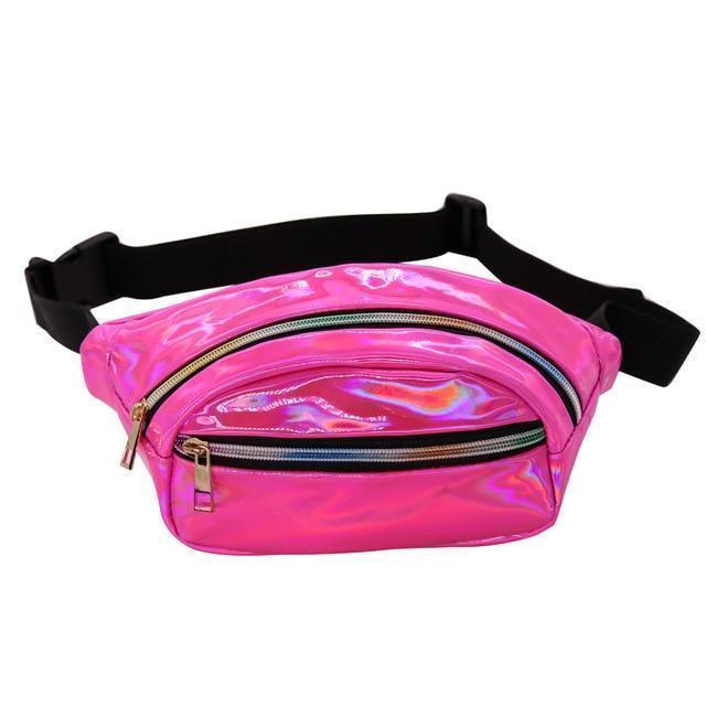 Rose red holographic fanny pack