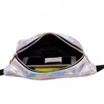silver holographic Fanny pack with zipper pocket 