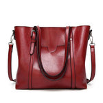 Red leather crossbody tote