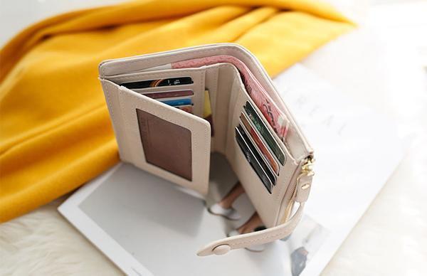 Double photo holder compartment small wallet