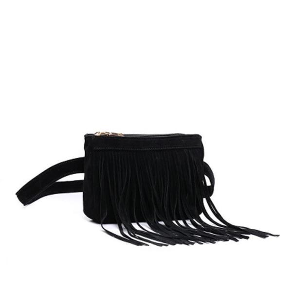 women fanny pack suede belt bag fashion cute waist purse black