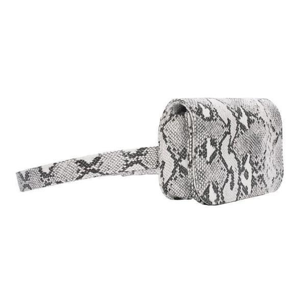 Gray leather snake fanny pack