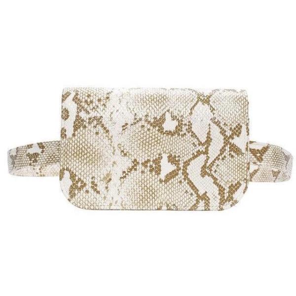 Beige snake fanny pack