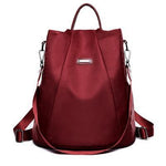 Red Nylon backpack purse convertible for women