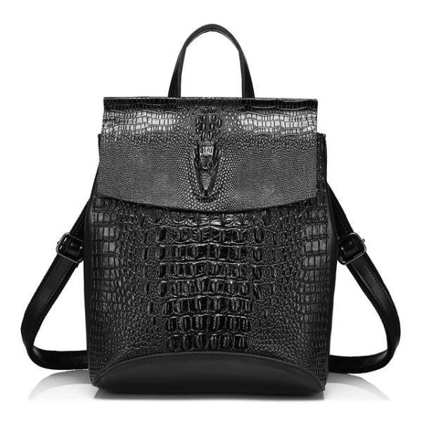 Red crocodile backpack purse