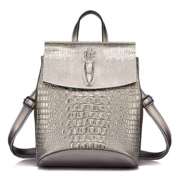 Silver crocodile backpack purse