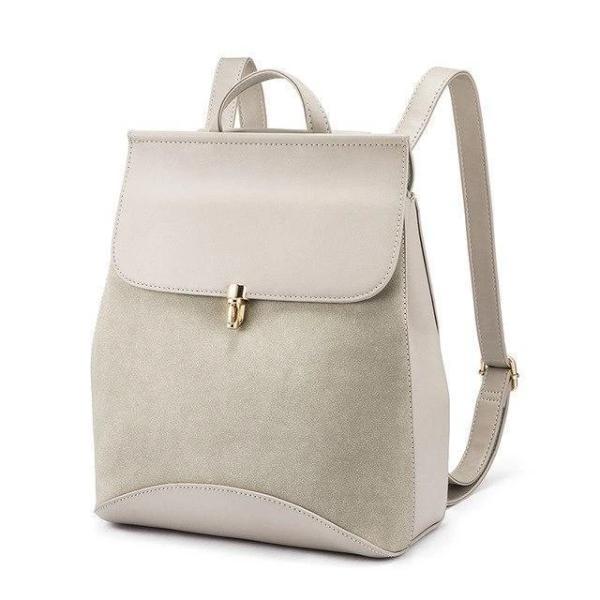 Gray Leather backpack with convertible shoulder strap