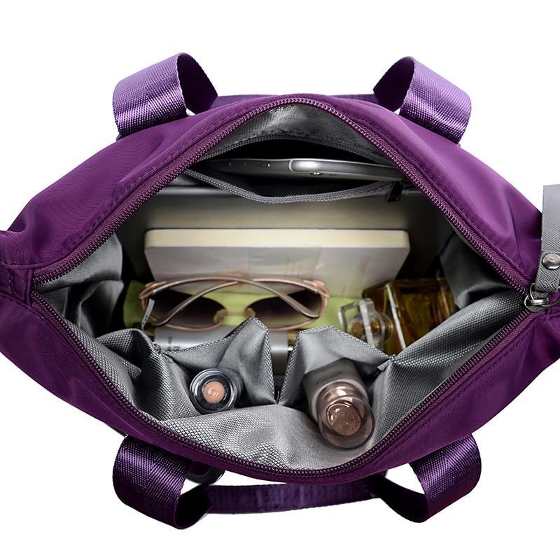 interior compartment tote crosssbody nylon bag