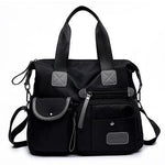 Black tote crosssbody nylon bag