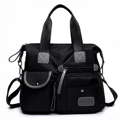 Black tote crosssbody nylon bag
